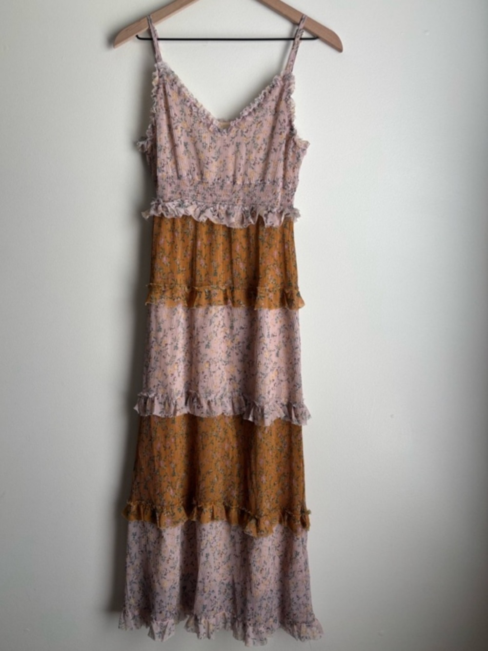 Show Me Your Mumu Cottagecore Tiered Maxi Dress M Boho Floral Sleeveless Flowy